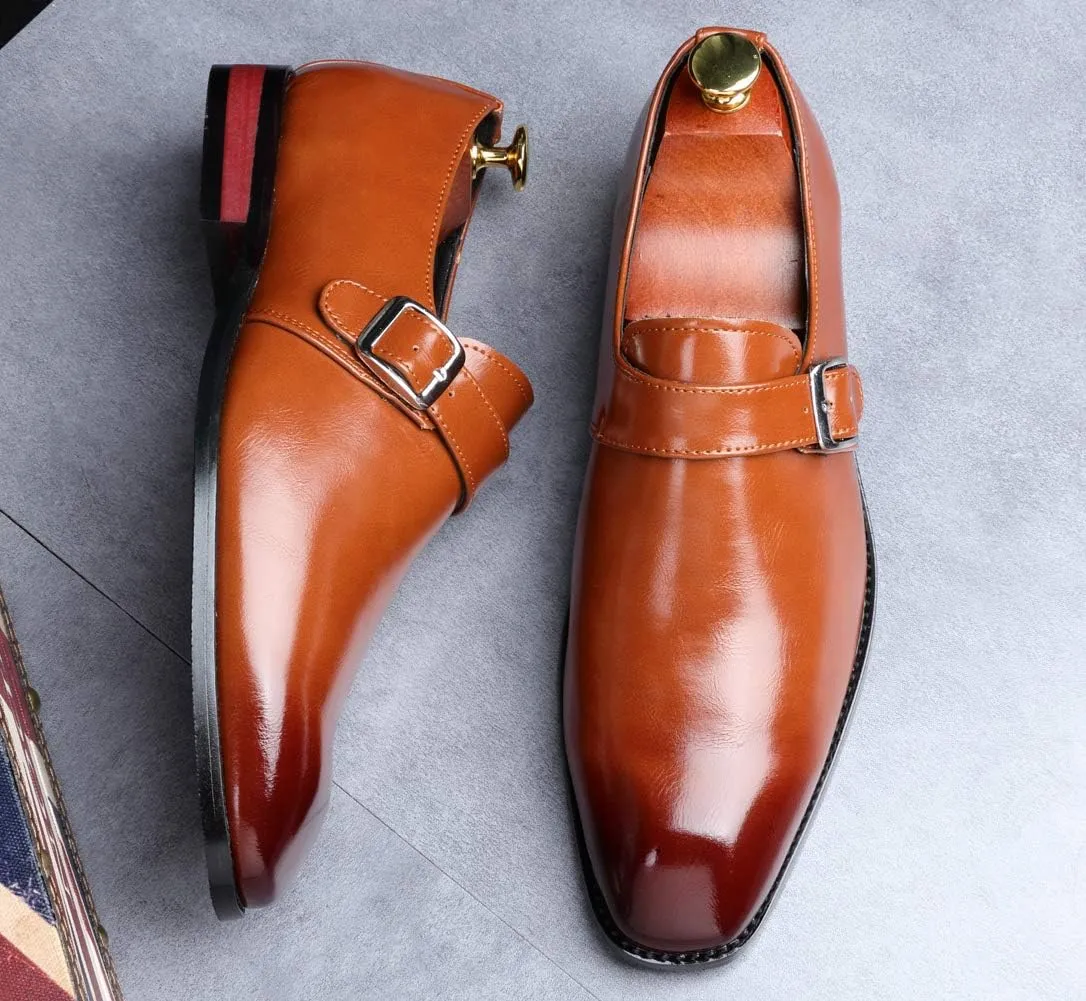 Santimon Mens Dress Shoes Moccasins for Men Slip On Leather Monk Straps Shoes Smoking Slipper Classic Vintage Loafers