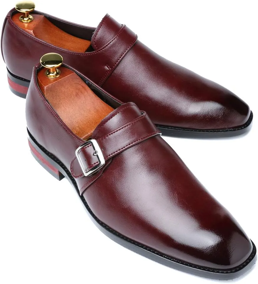Santimon Mens Dress Shoes Moccasins for Men Slip On Leather Monk Straps Shoes Smoking Slipper Classic Vintage Loafers