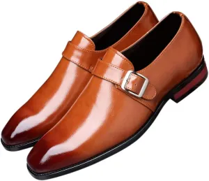 Santimon Mens Dress Shoes Moccasins for Men Slip On Leather Monk Straps Shoes Smoking Slipper Classic Vintage Loafers