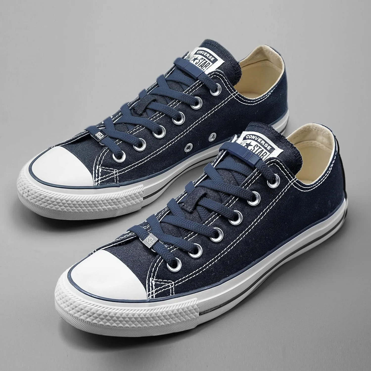 Set & Done 2 Pair Flat Elastic Shoelaces with Magnet Lock - No Tie Shoe Laces for Adults and Kids