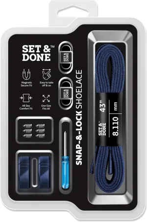 Set & Done 2 Pair Flat Elastic Shoelaces with Magnet Lock - No Tie Shoe Laces for Adults and Kids