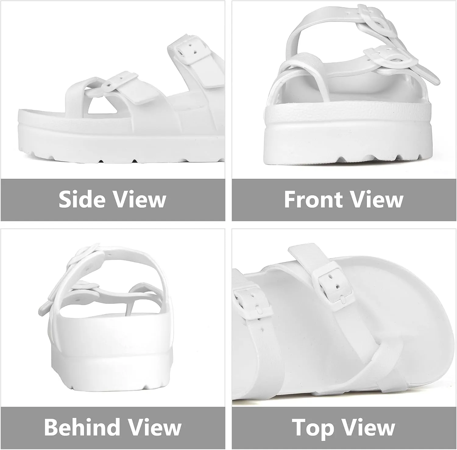 seticeo Women's Platform Flip Flops Sandals with Arch Support, Adjustable Double Buckle Slip on Slides, Summer Lightweight Beach Eva Cushion Flat Sandals