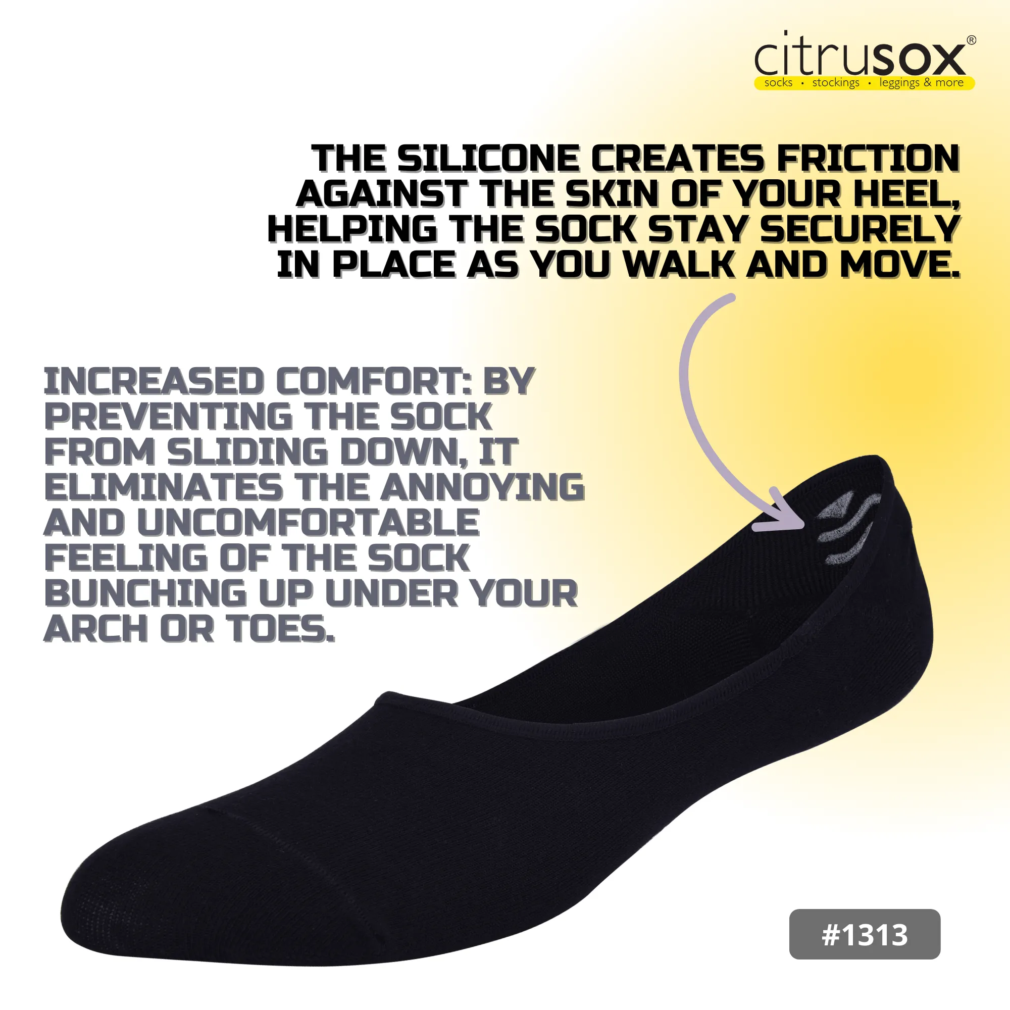 Shallow Loafer Non-Slip Heel Socks