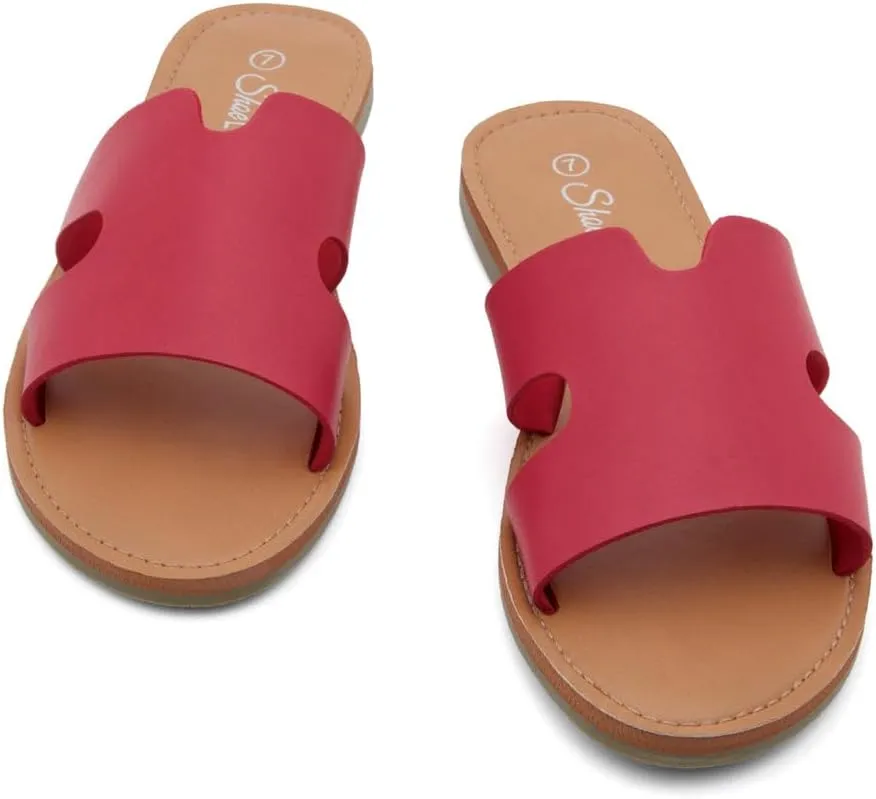 Shoe Land Women’s Flat Sandals – Comfortable Round Toe Casual Slides | Dressy Summer Mules with Cushioned Footbed | Travel, Beach & Everyday Slip-On Sandals 2025