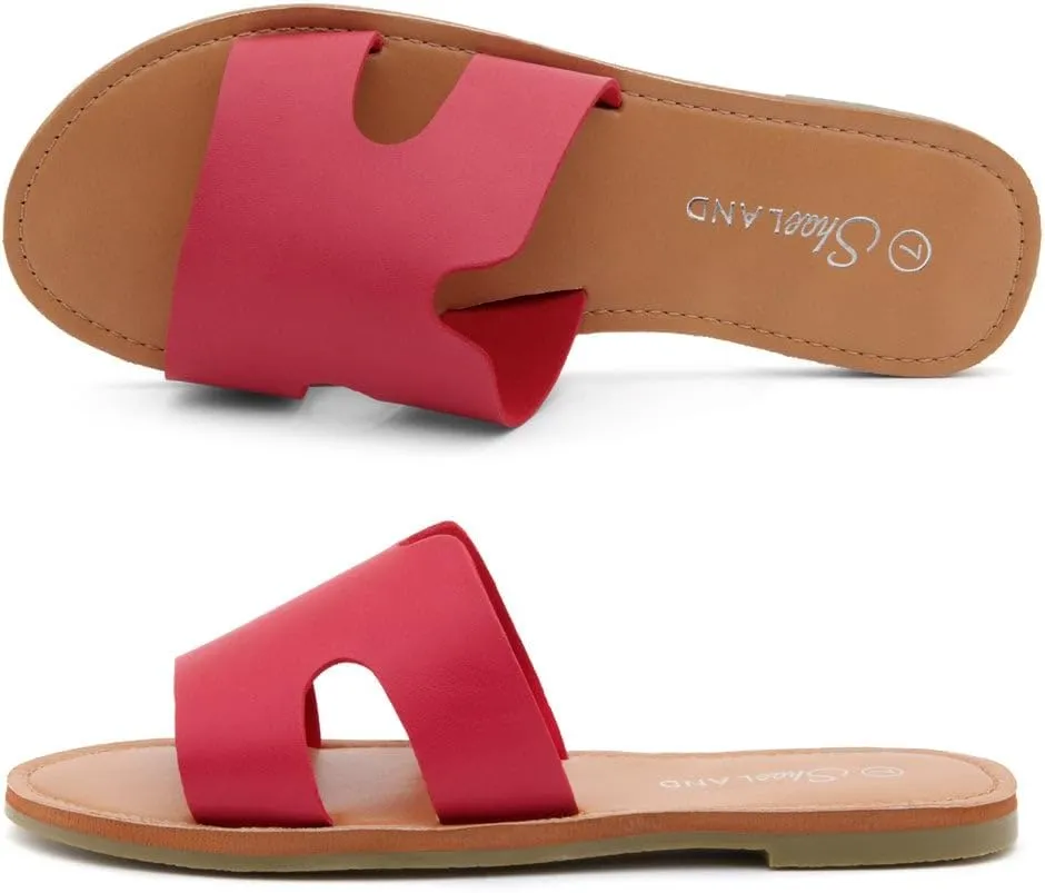 Shoe Land Women’s Flat Sandals – Comfortable Round Toe Casual Slides | Dressy Summer Mules with Cushioned Footbed | Travel, Beach & Everyday Slip-On Sandals 2025