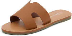 Shoe Land Women’s Flat Sandals – Comfortable Round Toe Casual Slides | Dressy Summer Mules with Cushioned Footbed | Travel, Beach & Everyday Slip-On Sandals 2025