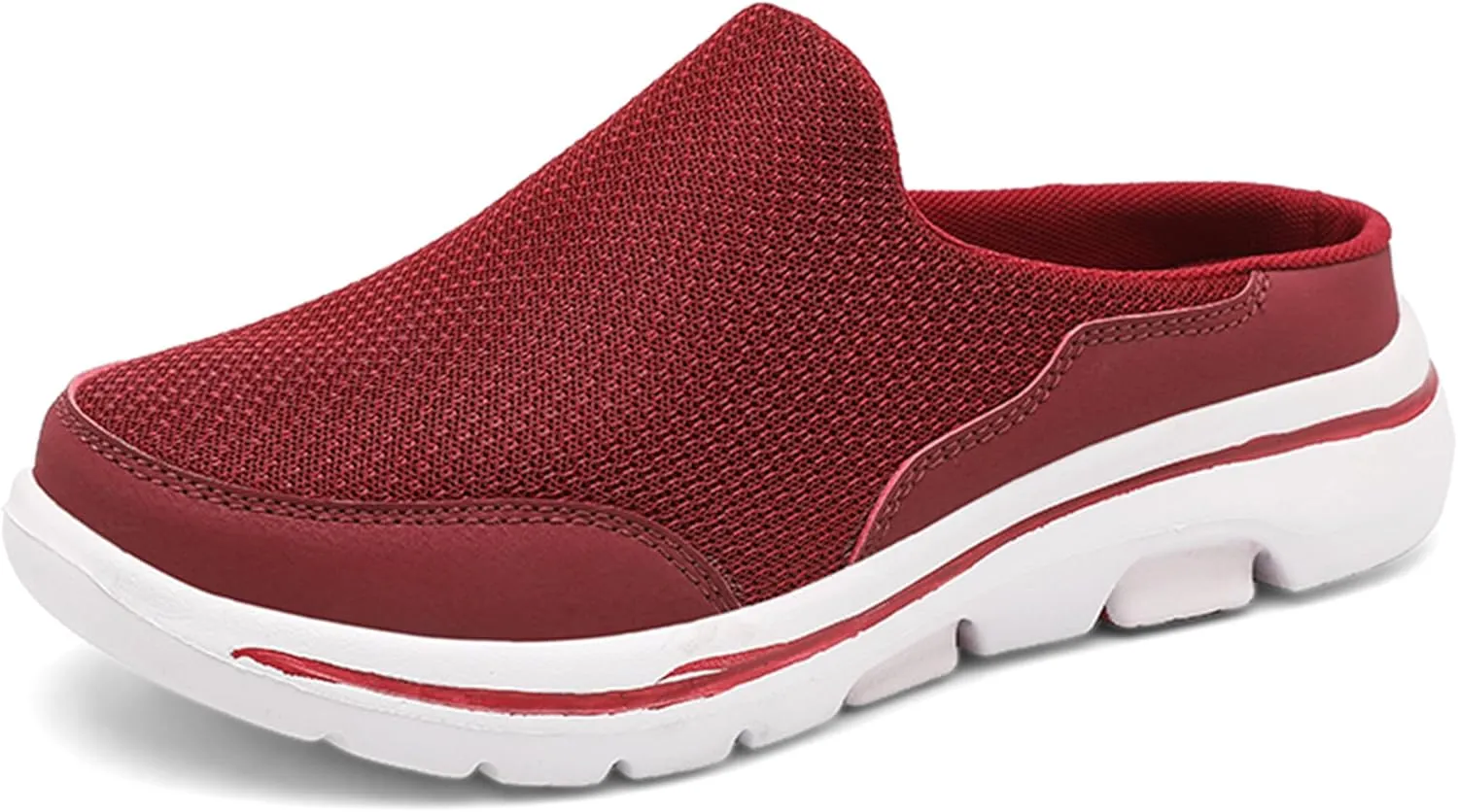 Slip On Mules & Clogs for Womens Mens Light Open Back Shoes Comfort Walking Shoes Breathable Slippers Closed Toe Slides A Wine red Size: 7.5 Women/6 Men