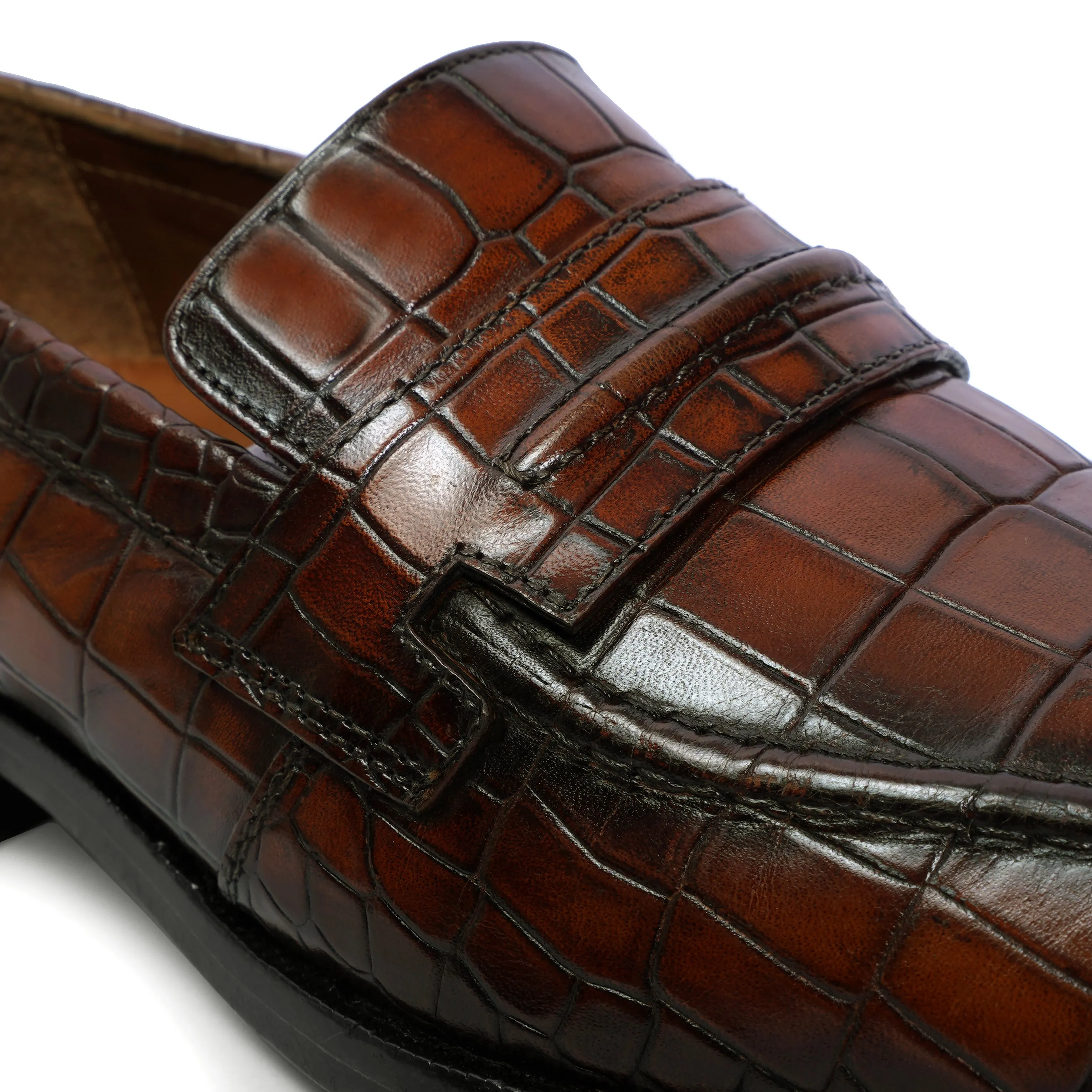 Smokey Finish Formal Loafer in Deep Cut Leather