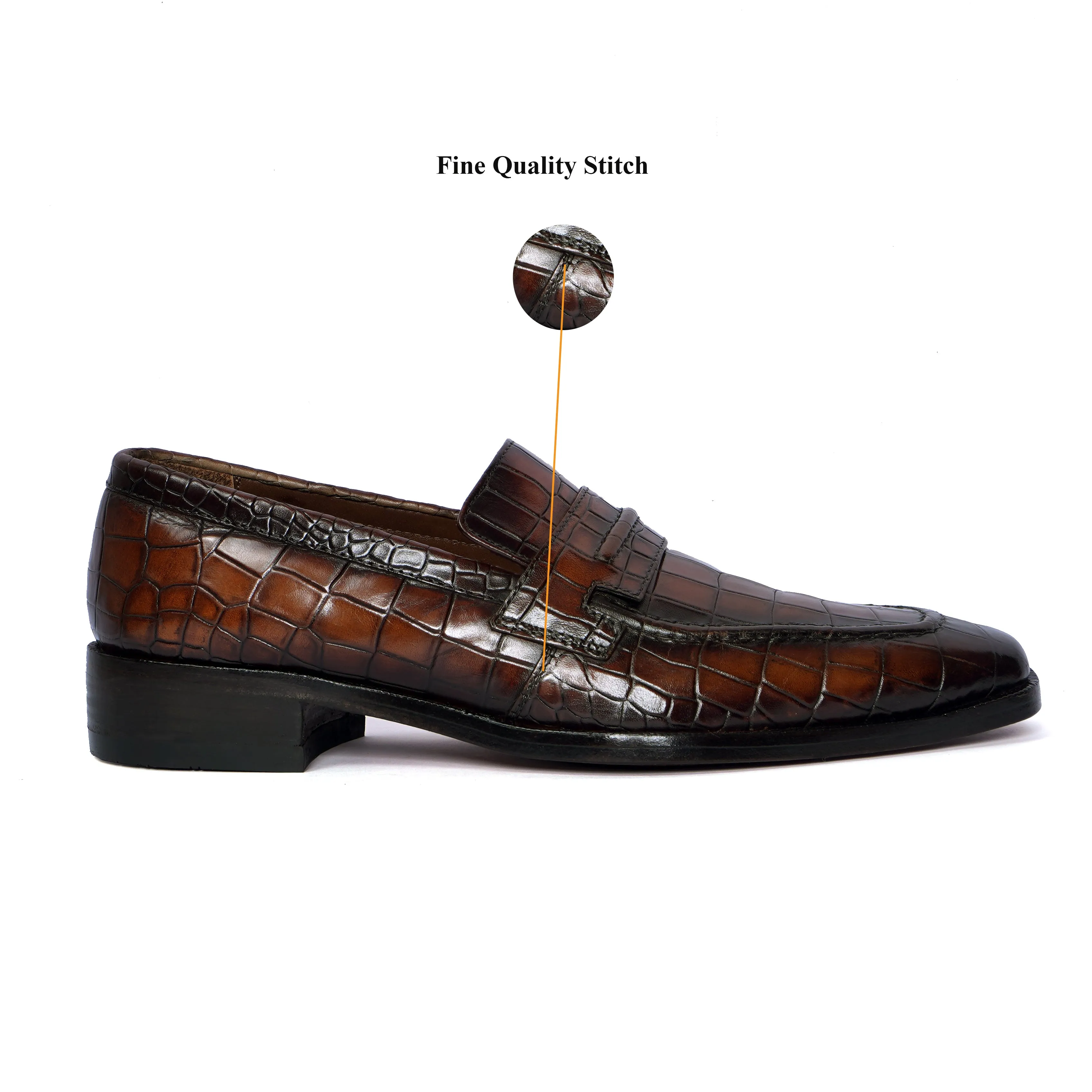 Smokey Finish Formal Loafer in Deep Cut Leather