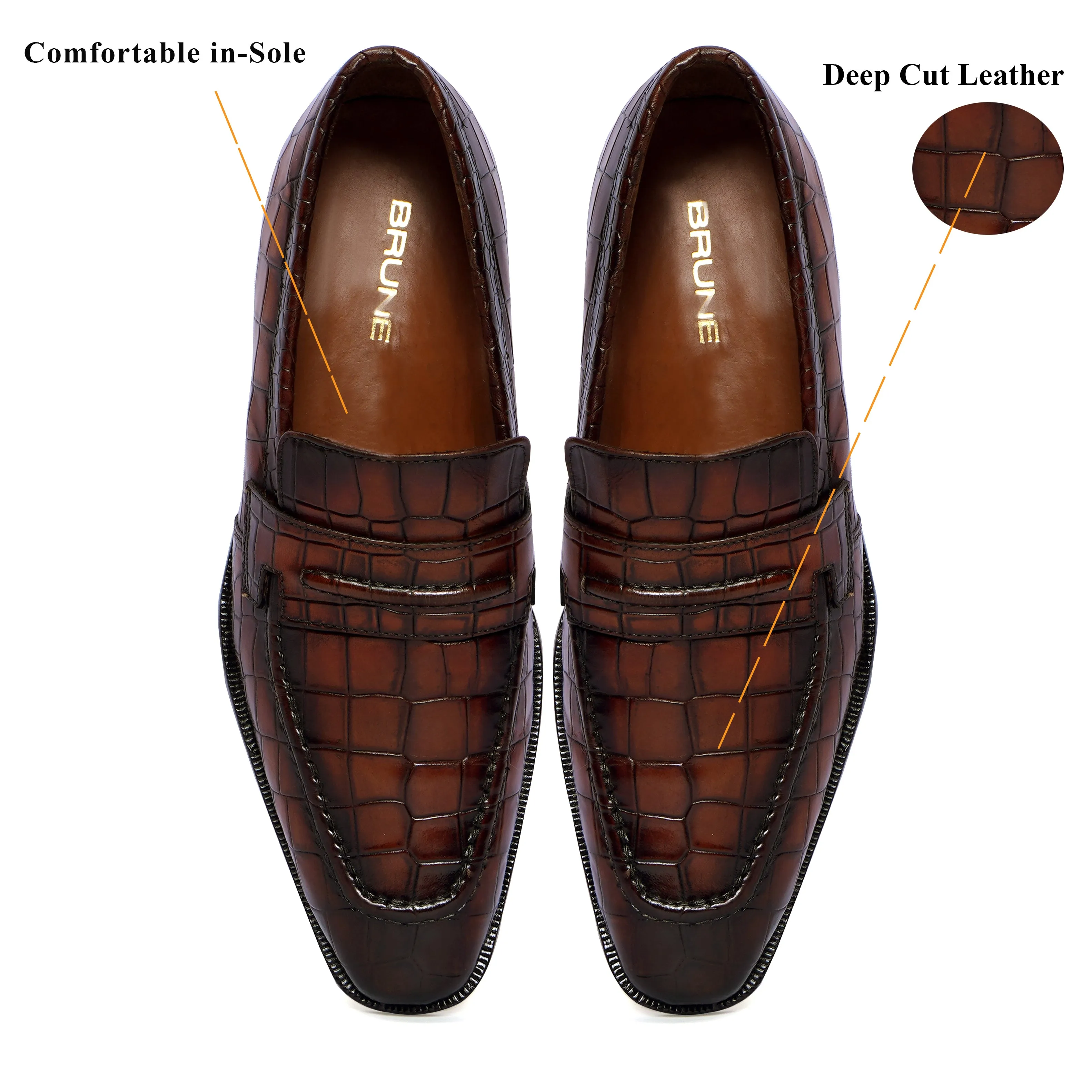 Smokey Finish Formal Loafer in Deep Cut Leather