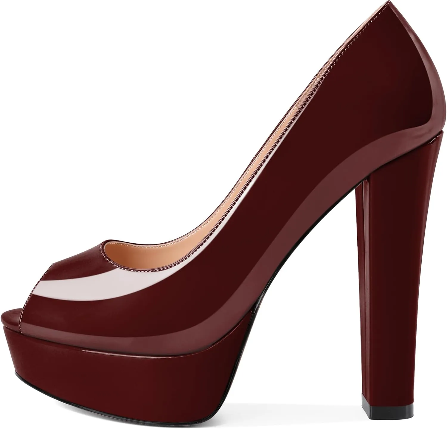 Soireelady Womens Platform Heels Chunky High Heel Pumps Slip On Peep Toe Block Heel Wedding Sexy Stripper Prom Shoes 6 Inches