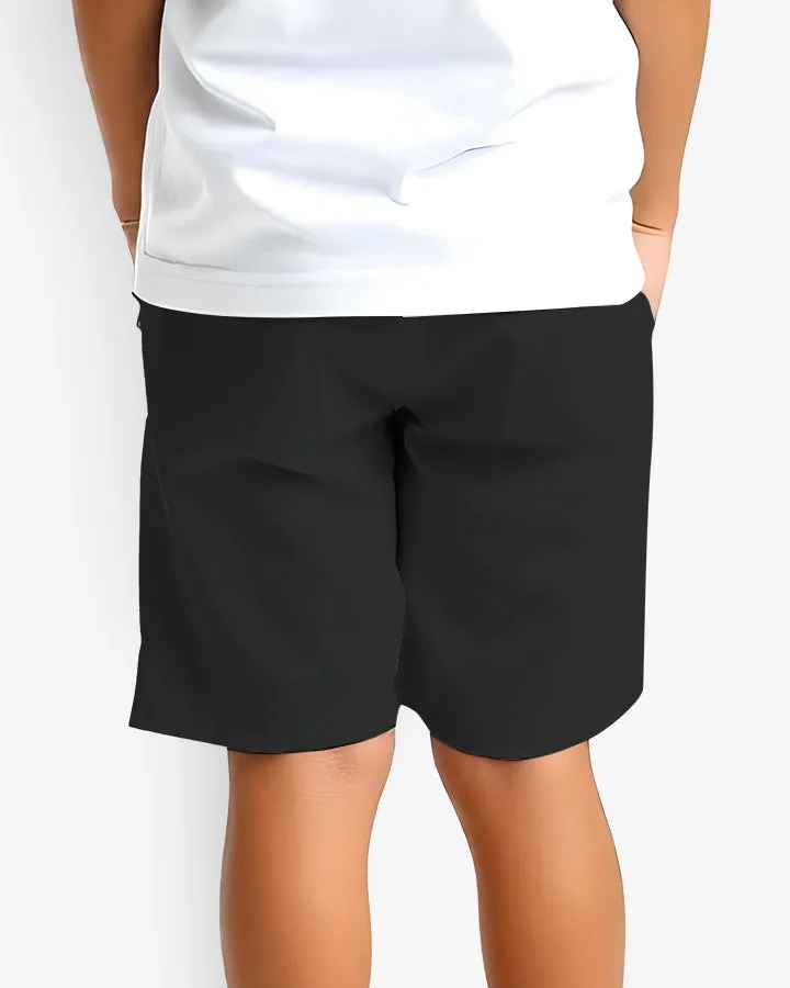 Solid Black Kids Shorts
