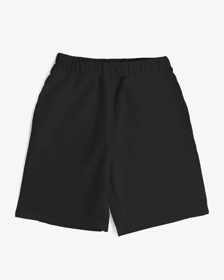 Solid Black Kids Shorts