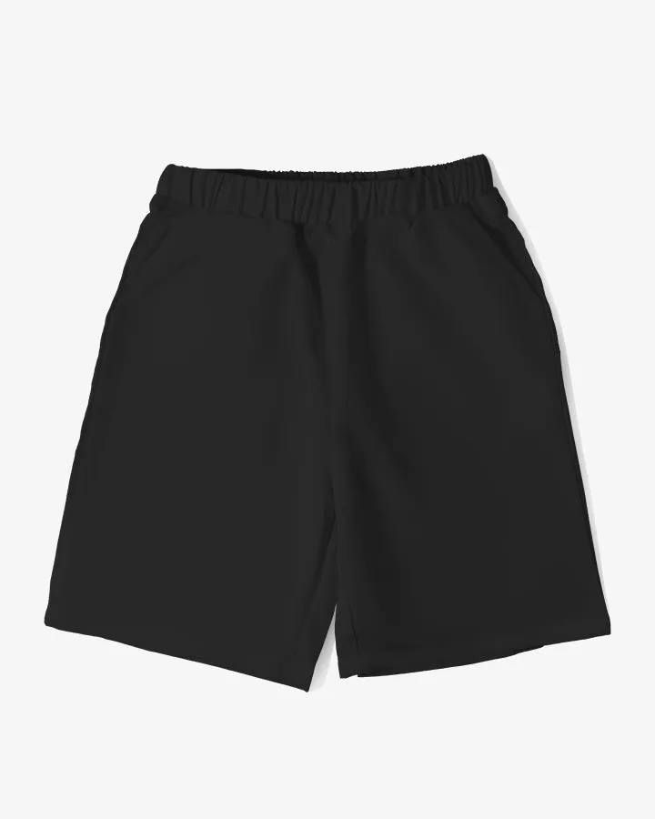 Solid Black Kids Shorts