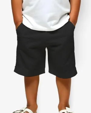 Solid Black Kids Shorts