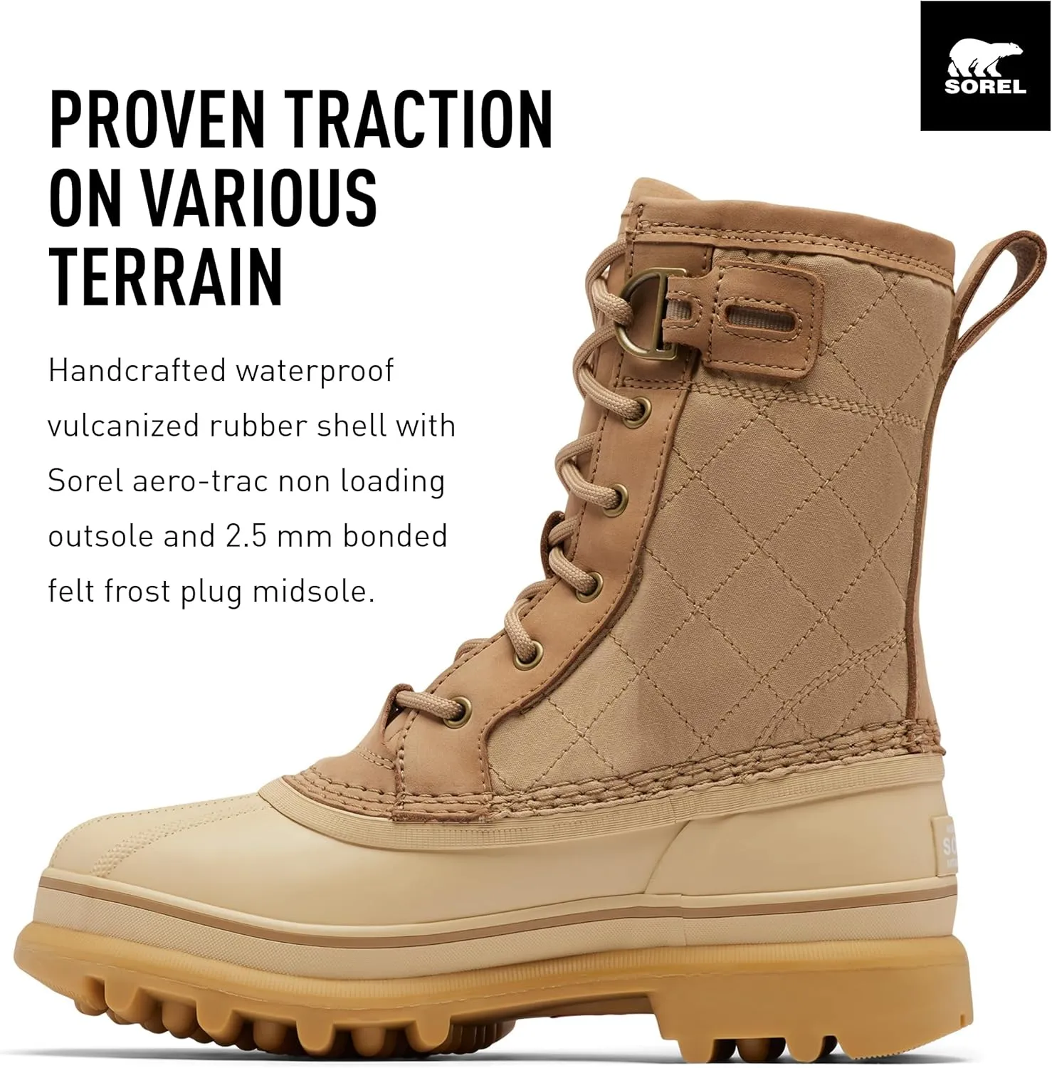 SOREL Women's Caribou Royal Waterproof Boot - Black, Chalk - 10