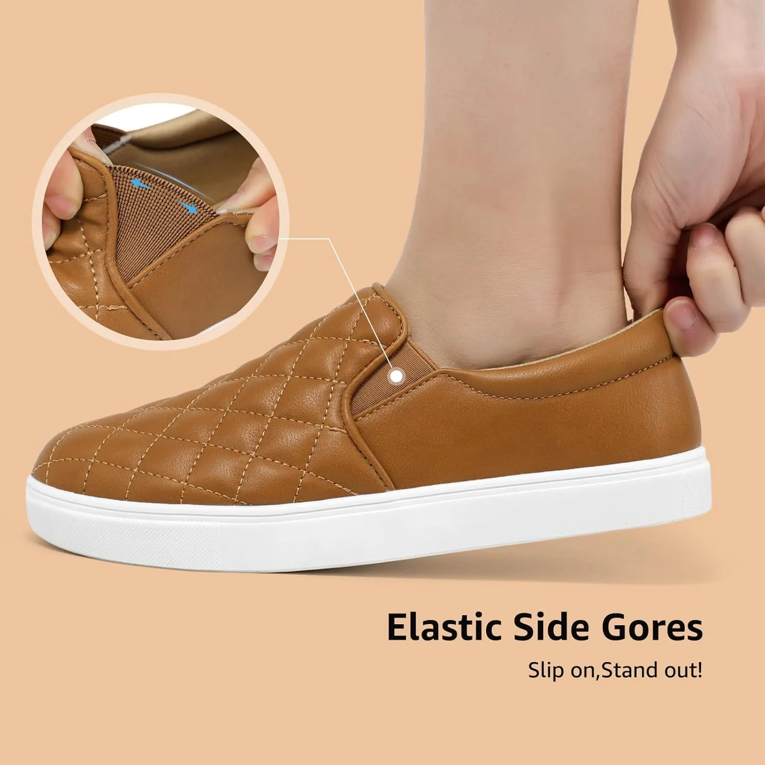 STQ Loafers for Women Memory Foam Slip On Sneakers EleeS Quilted 1.0 Comfort Fall Shoes