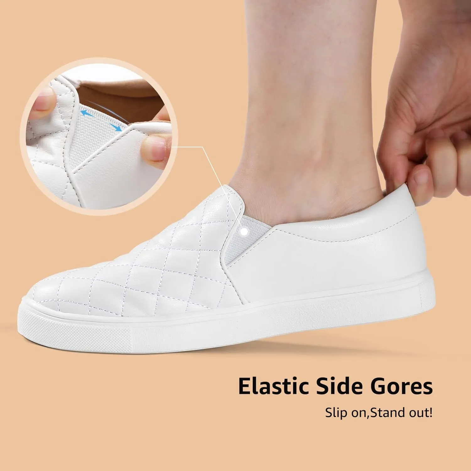 STQ Loafers for Women Memory Foam Slip On Sneakers EleeS Quilted 1.0 Comfort Fall Shoes