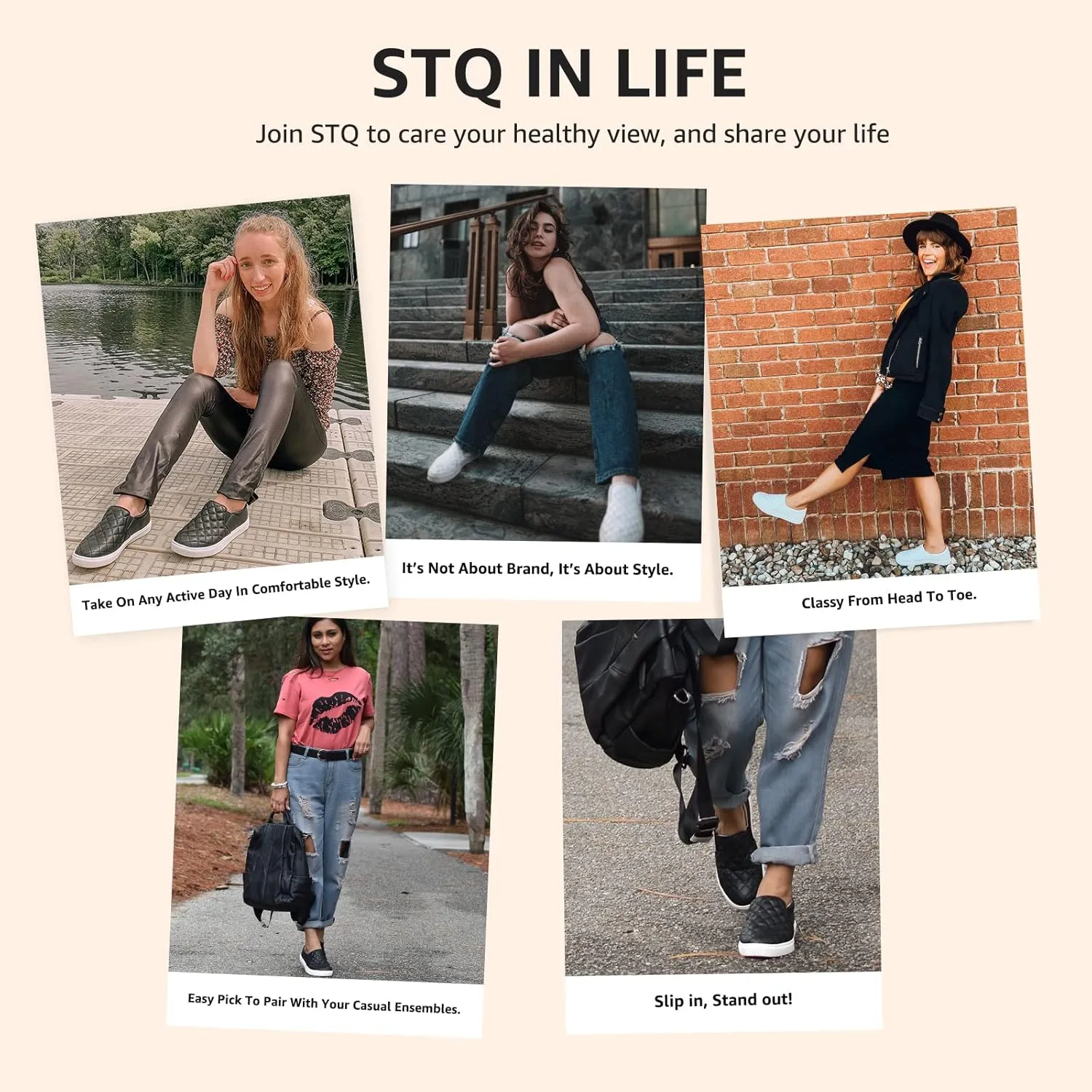 STQ Loafers for Women Memory Foam Slip On Sneakers EleeS Quilted 1.0 Comfort Fall Shoes