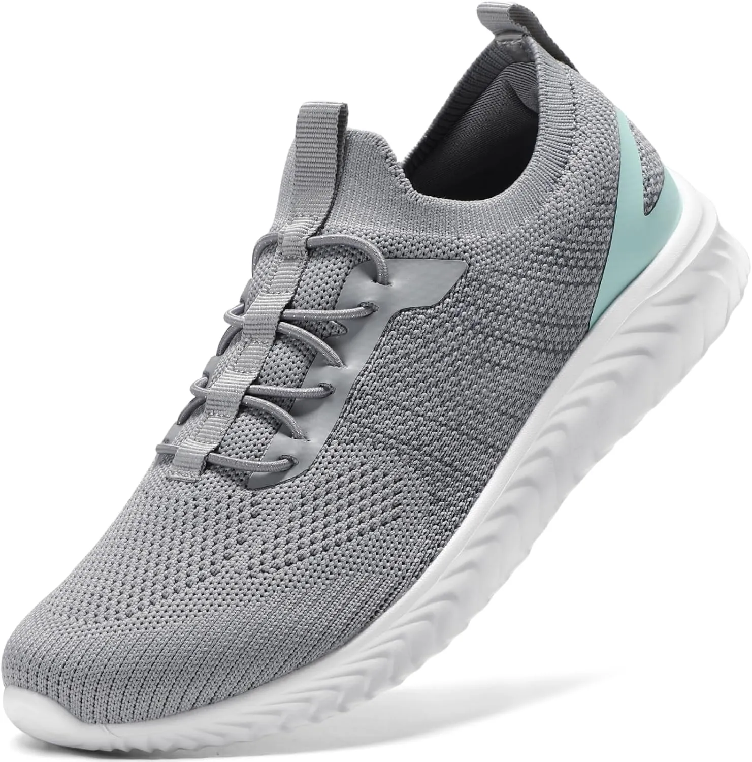 STQ Walking Shoes Women Comfortable Slip on Sneakers Arch Support Non Slip Shoes for Women Fashion Shopping with Memory Foam MIix Grey Teal 9