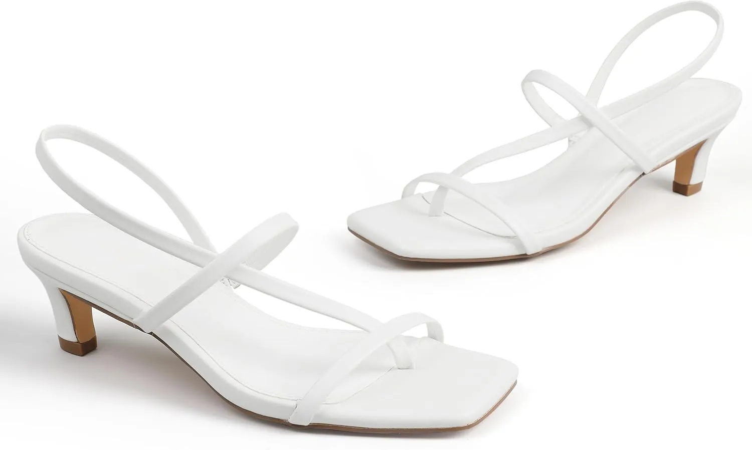 Strappy Kitten Heels Kitten Short Heels For Women Open Toe Low Square Toe Thong Sandals Summer Wedding Sandals