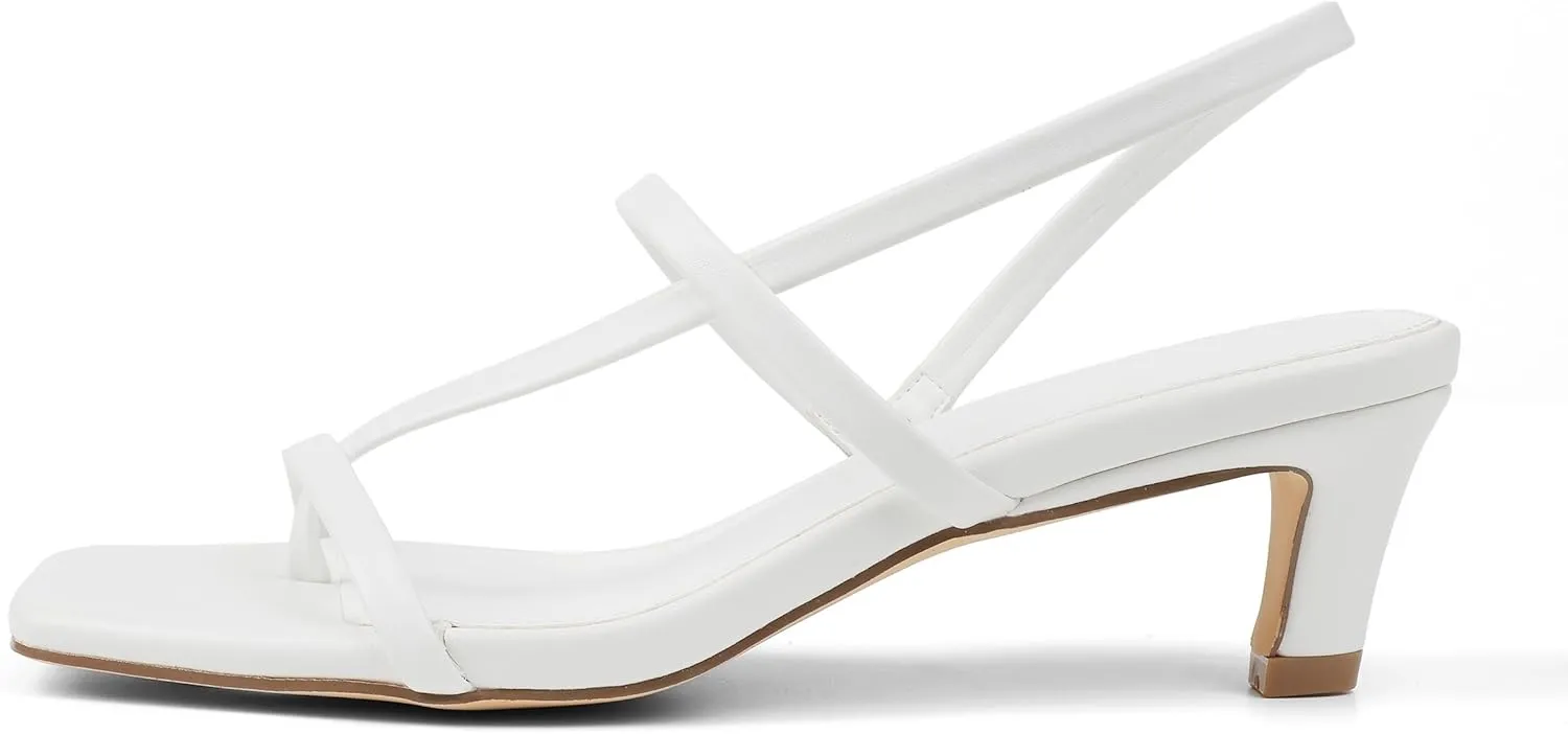 Strappy Kitten Heels Kitten Short Heels For Women Open Toe Low Square Toe Thong Sandals Summer Wedding Sandals