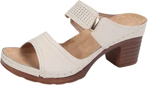 SuanlaTDS Womens Chunky Heels Sandals Platform 2025 Dressy Fashion Slip-on Open Toe Slingback High Block Heel Slides Sandal Mules Comfortable Summer Walking Outdoor Beach Daily Wear Shoes