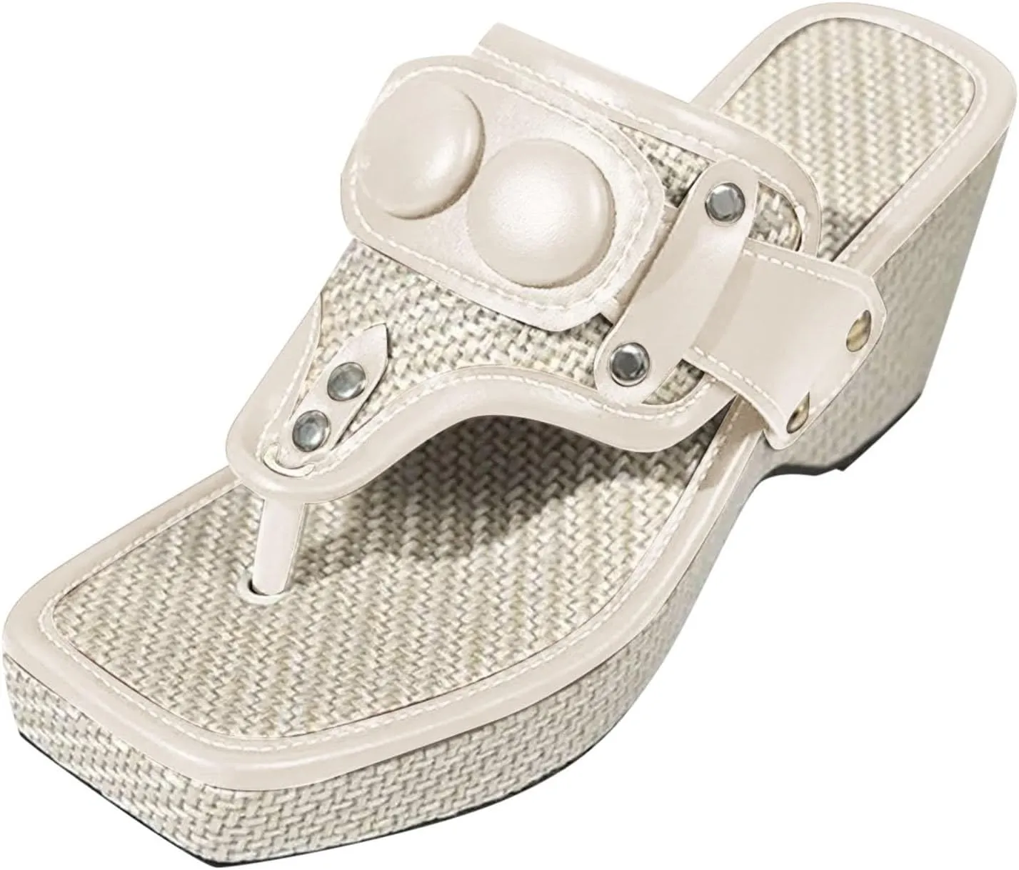 SuanlaTDS Women's Heeled Sandals Dressy Flip Flops Comfortable Chunky Block Heel Platform Slip-on Slide Slippers Mules Square Open Toe Sexy High Heels 2025 Summer Sandal for Outdoor Party Wedding