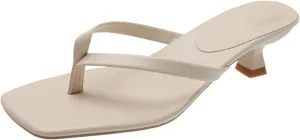 SuanlaTDS Women's Heeled Sandals Sexy Dressy 2025 Square Toe Stiletto Flip Flops Summer Slip-on Slide Slippers Comfortable Low Heel Slides Sandal Mules for Party Wedding Daily Wear