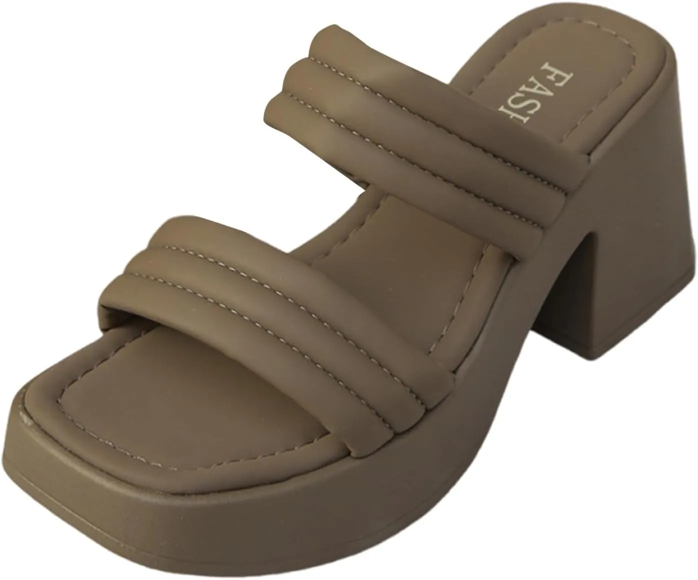 SuanlaTDS Women's Platform Sandals 2025, Comfortable Square Open Toe Chunky Block Heel Slip-on Slide Slippers Mules Dressy Summer Casual High Heels Outdoor Slides Sanadal for Wedding Party