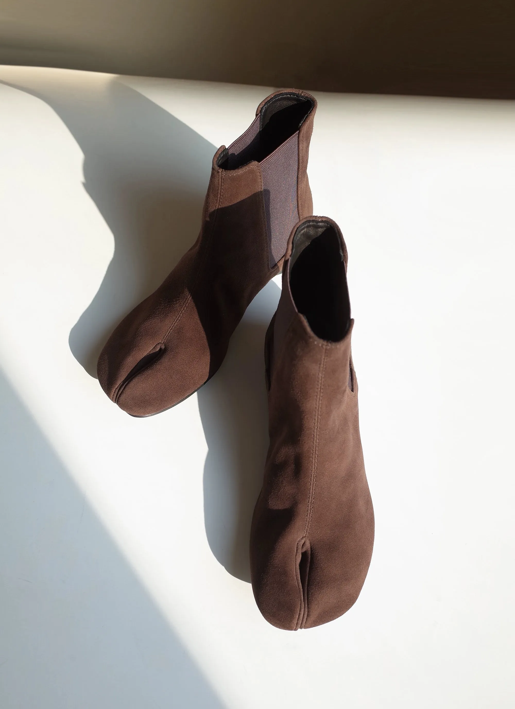 Suede Split-Toe Ankle Boots