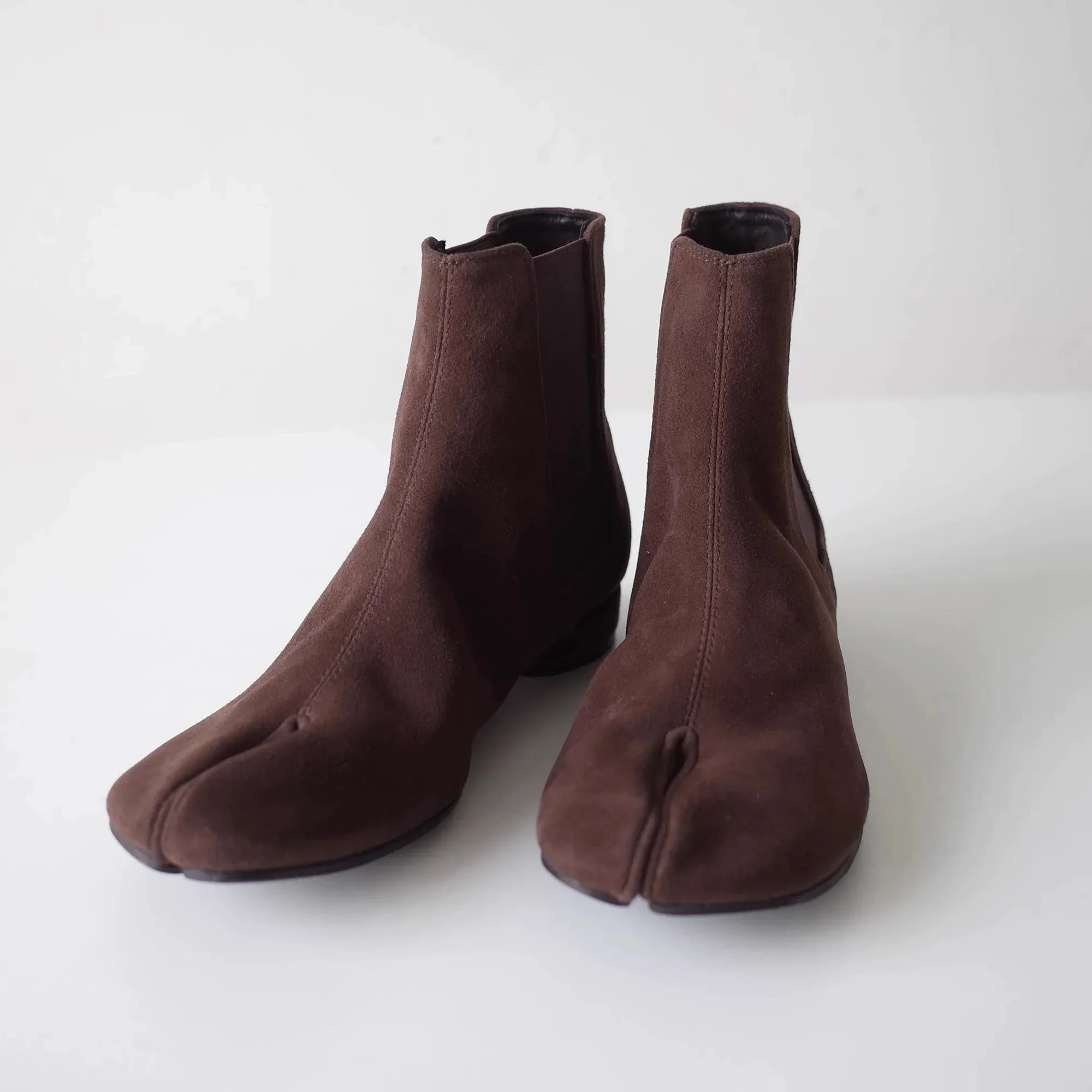 Suede Split-Toe Ankle Boots
