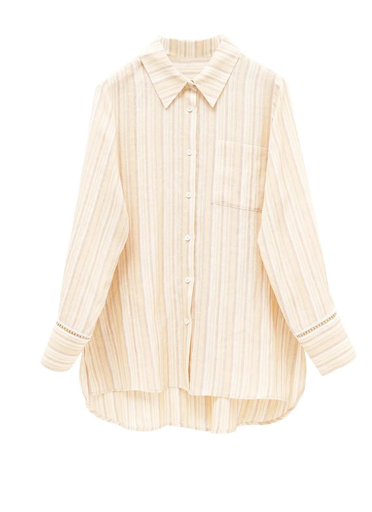 Sunny Yellow Striped Linen Wrap Shirt & Shorts Set: Crinkle-Textured Summer Beachwear Ensemble