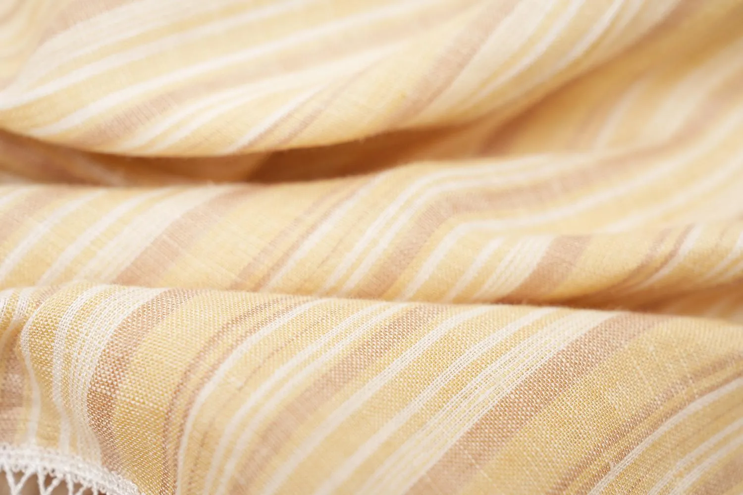 Sunny Yellow Striped Linen Wrap Shirt & Shorts Set: Crinkle-Textured Summer Beachwear Ensemble