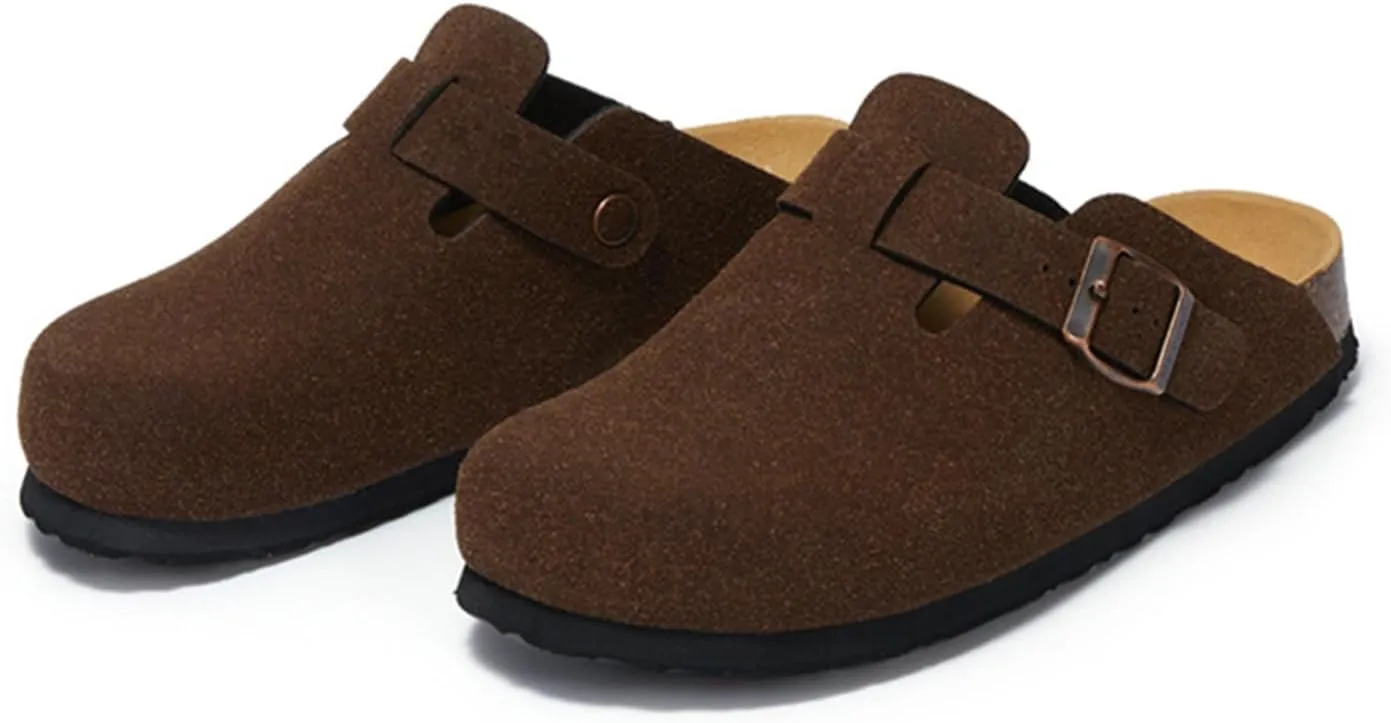 SywzX&xfybz Seamless Line Suede Clogs Leather Women's Cork slippers Outdoor Couple Casual Beach Sandals