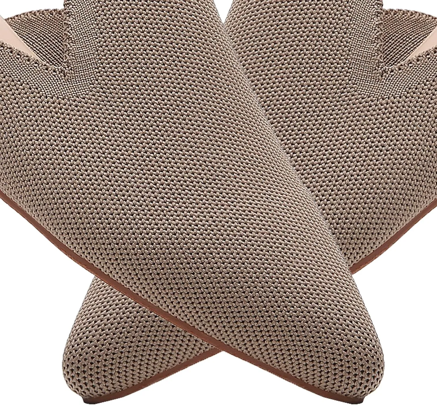 Tilocow Knit Mules for Women Flats Pointed Toe Mesh Ballet Flat Womens Slip On Slides Walking Shoes
