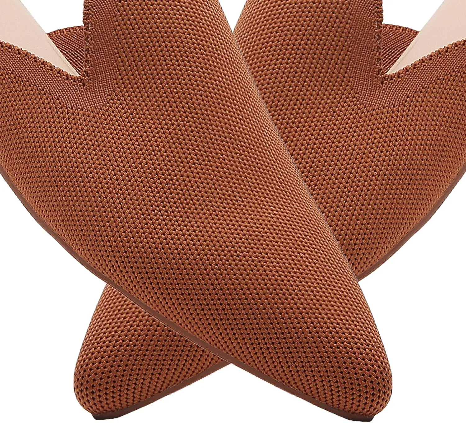 Tilocow Knit Mules for Women Flats Pointed Toe Mesh Ballet Flat Womens Slip On Slides Walking Shoes