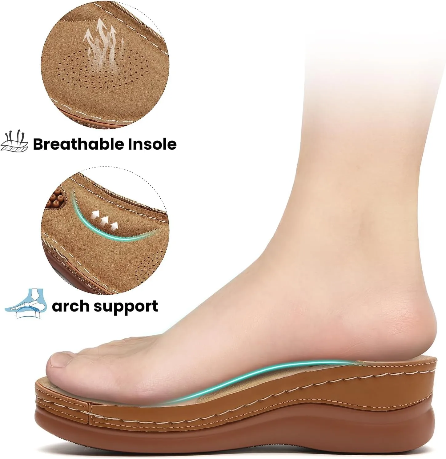 Tilocow Sandals Women Wedge Shoes - Orthopedic Comfortable Arch Support Platform Sandals for Women Wedge Summer Dressy Casual Bunion Breathable Shoes
