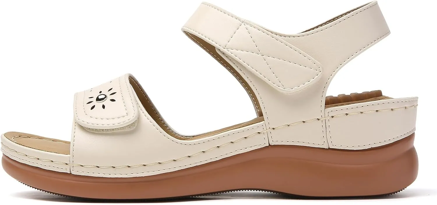 Tilocow Sandals Women Wedge Shoes - Orthopedic Comfortable Arch Support Platform Sandals for Women Wedge Summer Dressy Casual Bunion Walking Sandals