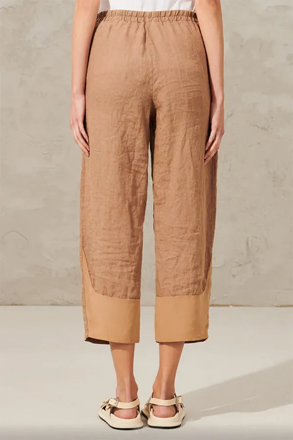 Transit 3/4 Relaxed Clay Linen Pants with Viscose Detail