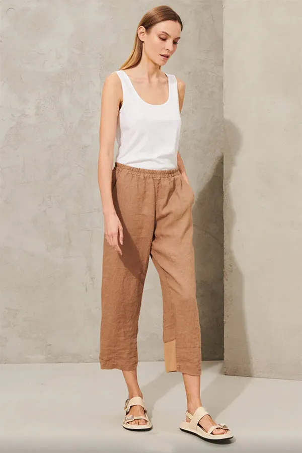 Transit 3/4 Relaxed Clay Linen Pants with Viscose Detail