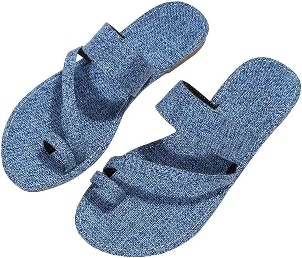 Ulalaza Women's Denim Slides Casual Jean Cloth Flat Mules Open Toe Wedge Slippers Platform Clogs Non-Slip Boho Sandals Close Pointed Toe Heels Backless Slip-On Loafers Walking Flip Flops