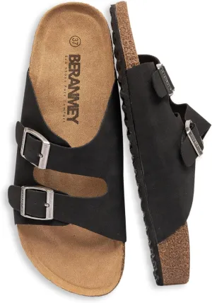 Unisex Sandals for Women & Men - Summer Beach Cork Footbed Slide Sandals with Adjustable Buckle, Slip-On Arch Support Shoes for Vacation/Resort/Indoor Outdoor Slippers