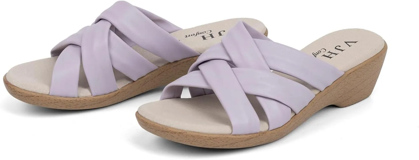 VJH confort Women’s Slides Sandals Orthopedic Slippers,Comfortable Wedge Platform Slip Flops Flip Casual Walking Sandals