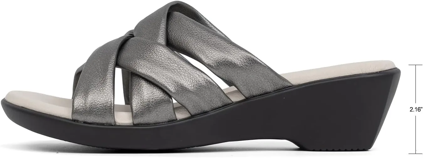 VJH confort Women’s Slides Sandals Orthopedic Slippers,Comfortable Wedge Platform Slip Flops Flip Casual Walking Sandals