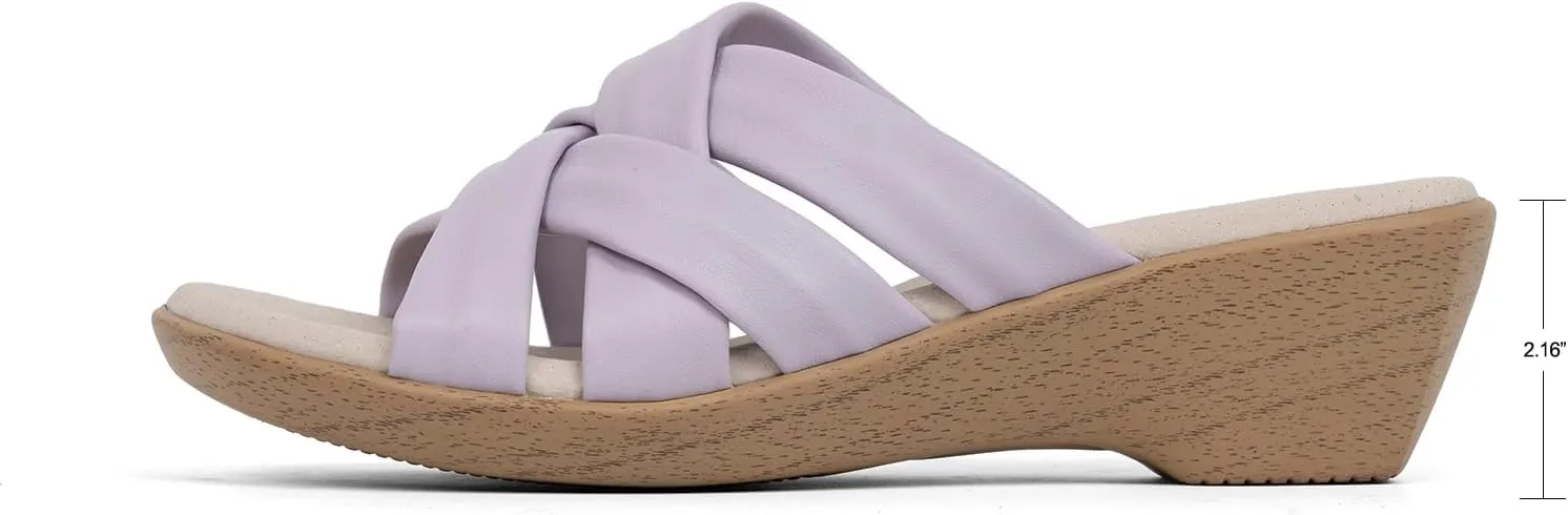 VJH confort Women’s Slides Sandals Orthopedic Slippers,Comfortable Wedge Platform Slip Flops Flip Casual Walking Sandals