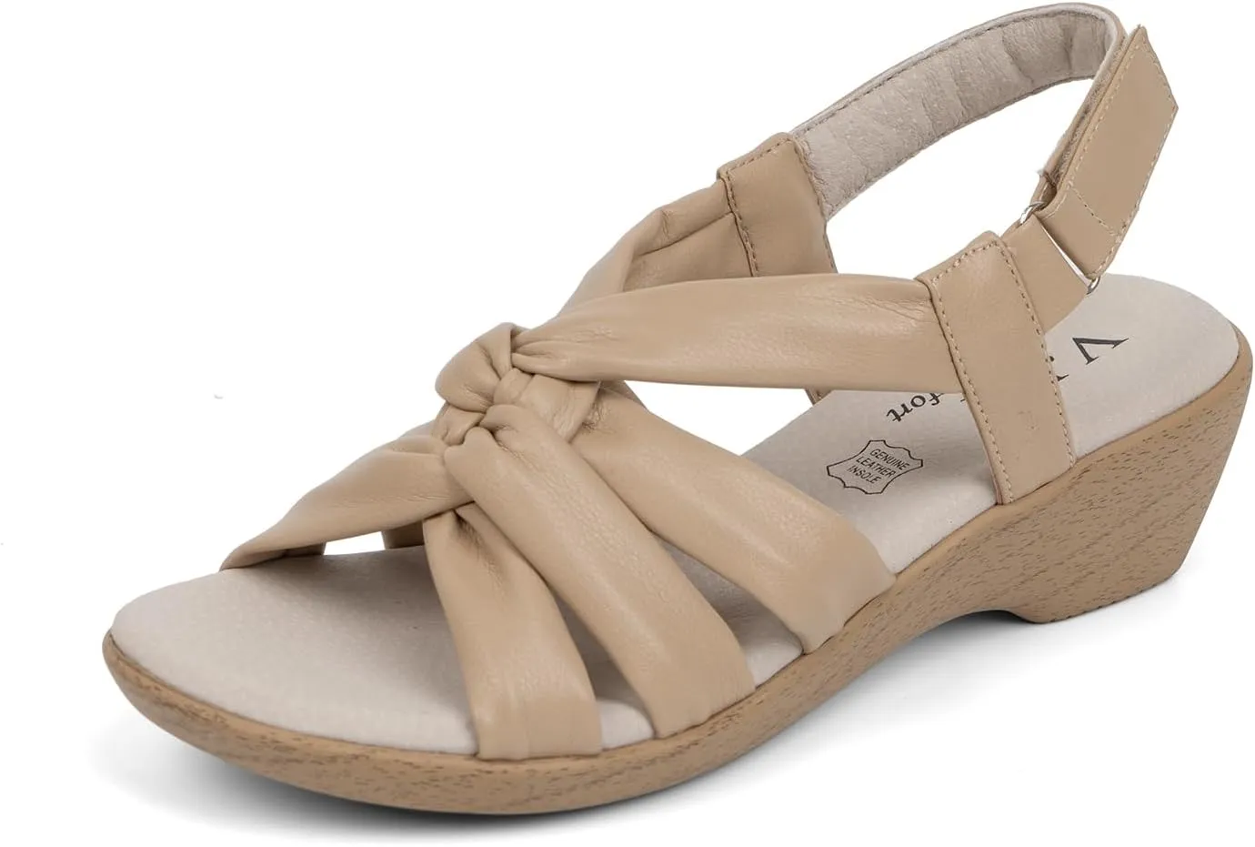 VJH confort Women’s Wedge Sandals, Comfortable Platform Cushioned Insole Strappy Round Toe Casual Wedge Sandals