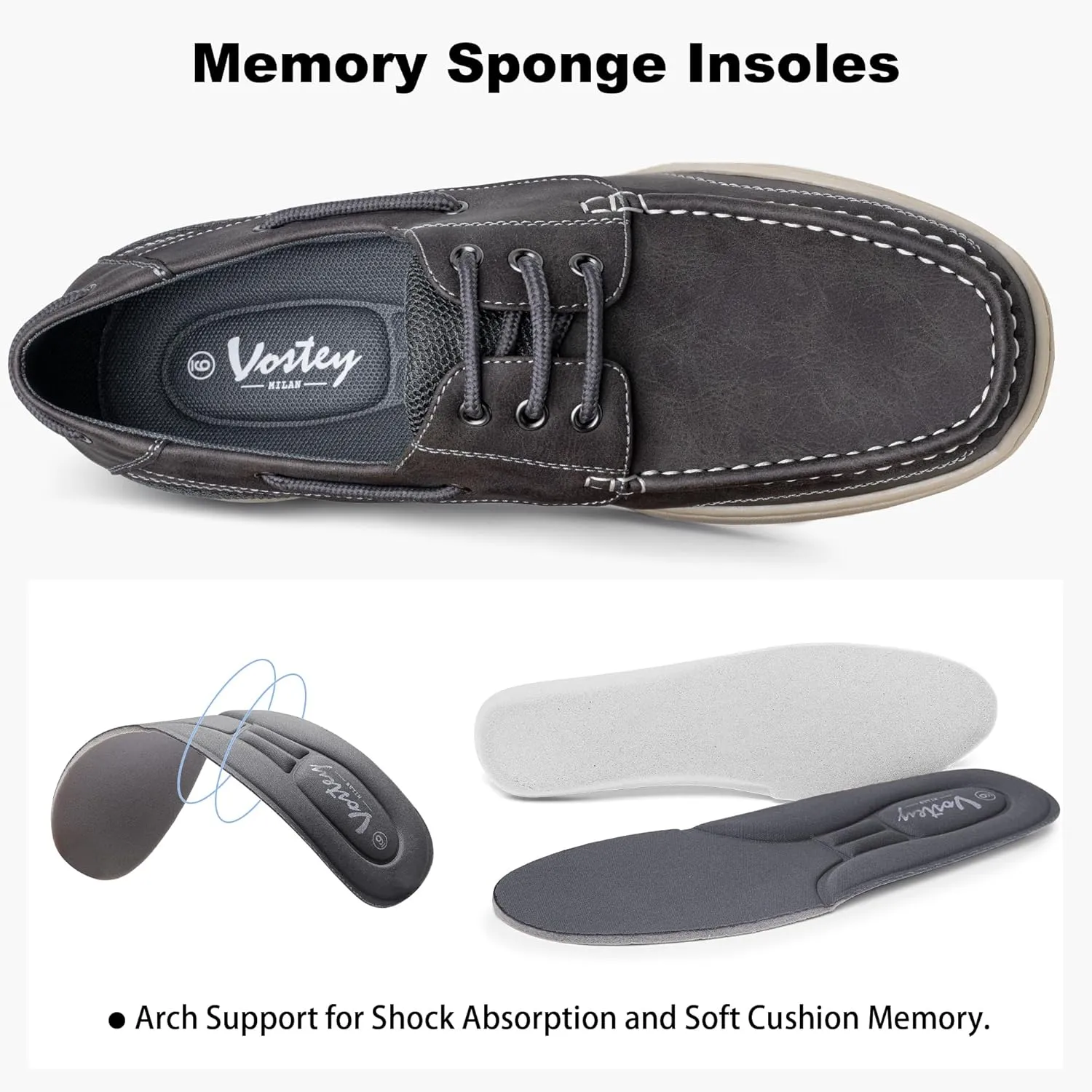 Vostey Men's Loafers & Slip-ons 3-Eye Boat Shoes Men Comfortable Casual Loafers for Men