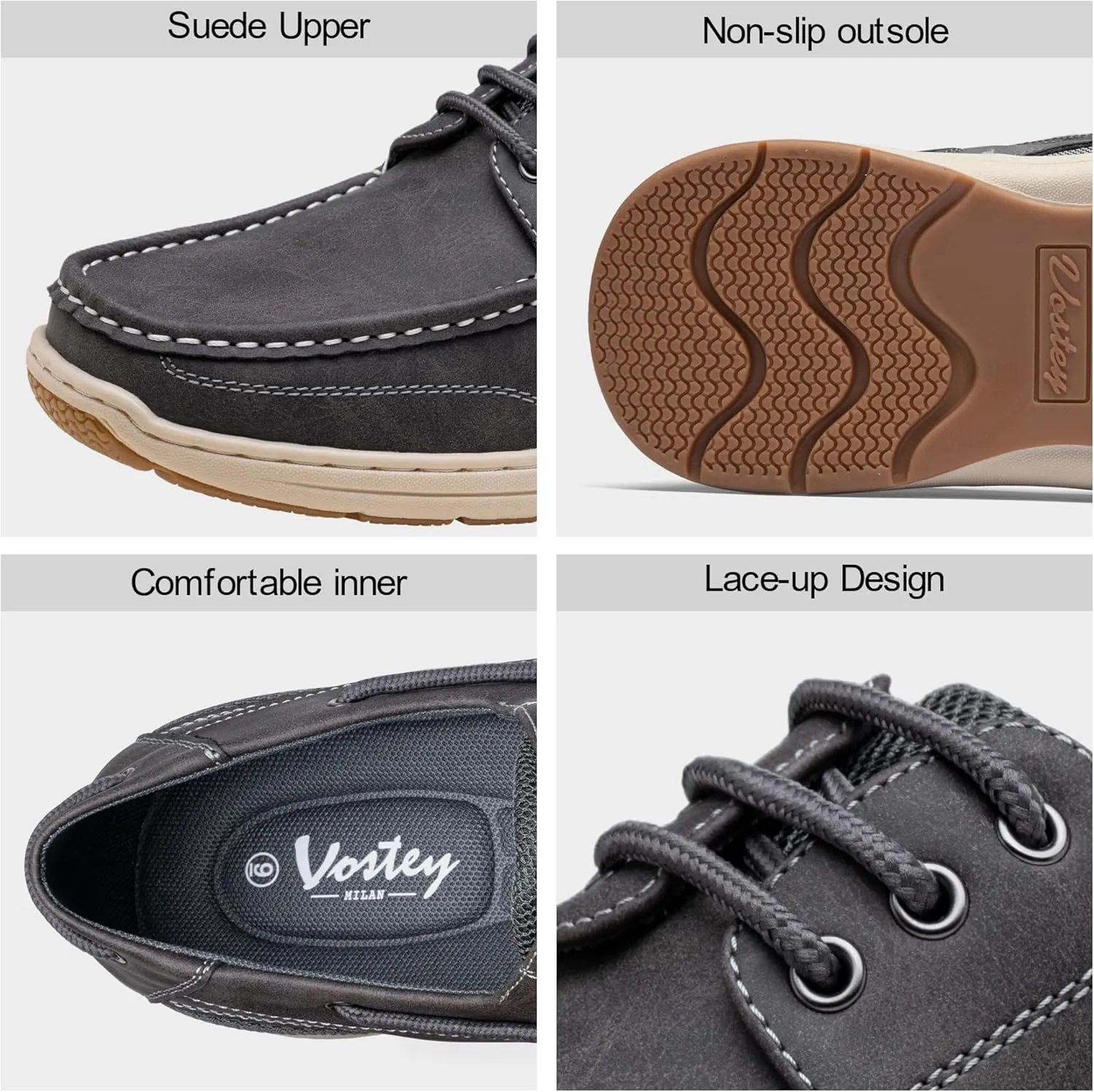 Vostey Men's Loafers & Slip-ons 3-Eye Boat Shoes Men Comfortable Casual Loafers for Men