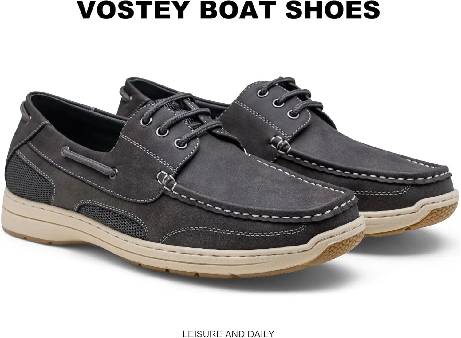 Vostey Men's Loafers & Slip-ons 3-Eye Boat Shoes Men Comfortable Casual Loafers for Men